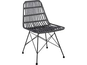 SALSA Καρέκλα Κήπου Βεράντας Μέταλλο Βαφή Μαύρο, Wicker Γκρι (Ε241,2)