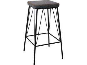 PANTON Σκαμπό BAR, Μέταλλο Βαφή Μαύρο, PU Απόχρωση Vintage Grey (σετ 2 τεμαχίων) (ΕΜ779,1)
