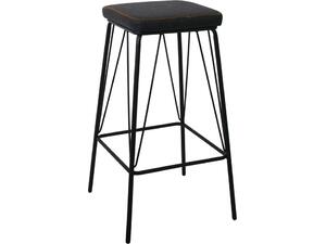 PANTON Σκαμπό BAR, Μέταλλο Βαφή Μαύρο, PU Απόχρωση Vintage Black (σετ 2 τεμαχίων) (ΕΜ779,3)
