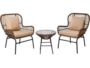 SALSA MAX Set Κήπου - Βεράντας Μέταλλο Βαφή Μαύρο, Wicker Φυσικό: Τραπεζάκι+2 Πολυθρόνες (Ε243,S)