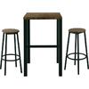 MAYER Set Bar Τραπέζι + 2 Σκαμπό Μέταλλο Βαφή Ανθρακί - Antique Brown (ΕΜ9798,S)