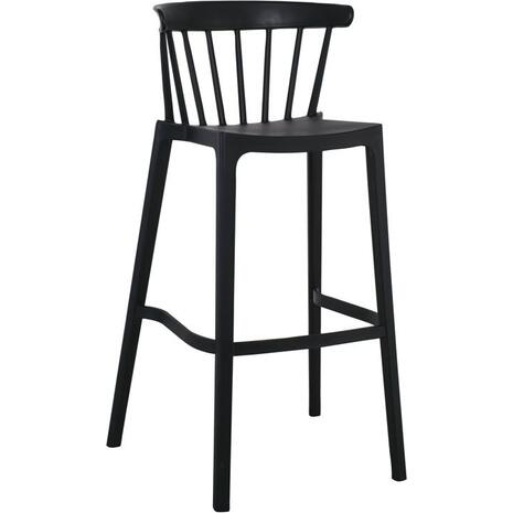 WEST Σκαμπό BAR με Πλάτη, PP-UV Μαύρο (Ε384,2)