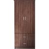CLOSET Ντουλάπα Δίφυλλη, Ράφι, Θέσεις για Κρεμάστρες, 2 Συρτάρια, Απόχρωση Καρυδί (Ε8384,3)