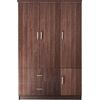 CLOSET Ντουλάπα Τετράφυλλη, 5 Ράφια, 2 Συρτάρια, Θέσεις για Κρεμάστρες, Απόχρωση Καρυδί (Ε8385,3)