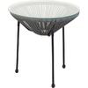 ACAPULCO Τραπεζάκι Μέταλλο Βαφή Μαύρο, Plastic Rattan Γκρι (Ε246,4)