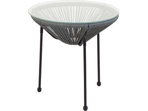 ACAPULCO Τραπεζάκι Μέταλλο Βαφή Μαύρο, Plastic Rattan Γκρι (Ε246,4)