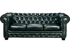 CHESTERFIELD Birmingham Kαναπές 3Θέσιος Σαλονιού Καθιστικού,Δέρμα Antique Green (Ε9574,33)