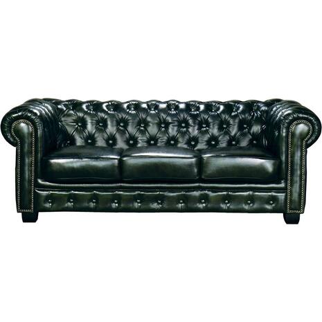 CHESTERFIELD Birmingham Kαναπές 3Θέσιος Σαλονιού Καθιστικού,Δέρμα Antique Green (Ε9574,33)