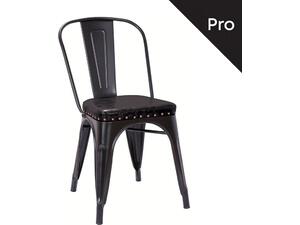 RELIX Καρέκλα-Pro, Στοιβαζόμενη, Μέταλλο Βαφή Μαύρο Matte, Pu Μαύρο (Ε5191P,15Μ)