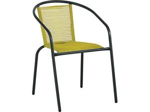 FUNKY Rattan Πολυθρόνα Κήπου - Βεράντας, Μέταλλο Βαφή Μαύρο, Κορδόνι PE Κίτρινο (Ε242,7Ρ)