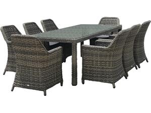 ESPERIA Set Τραπεζαρία Κήπου ALU,Wicker Grey Brown-Ανθρακί: Τραπέζι 230x100 + 8 Πολυθρόνες (Ε6869,8)