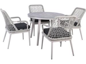 CENTRAL Set Τραπεζαρία Ροτόντα Κήπου (1+4), ALU Grey, Rope Grey, Μαξιλάρια Ανθρακί (Ε6841)