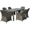 ESPERIA Set Τραπεζαρία Κήπου ALU,Wicker Grey Brown-Ανθρακί: Τραπέζι 180x90 + 6 Πολυθρόνες (Ε6869,6)