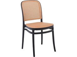 FLORENCE Καρέκλα PP Μαύρο, PP Rattan Μπεζ, Στοιβαζόμενη (Ε387,2)