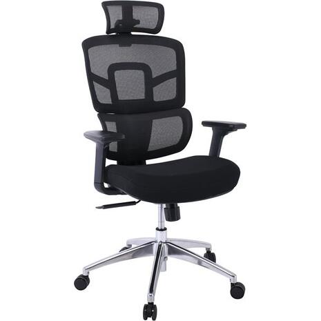 BF8400 Πολυθρόνα Γραφείου Διευθυντή, Mesh - Ύφασμα Μαύρο, Βάση Αλουμίνιο (ΕΟ618,1) (Μαύρο)