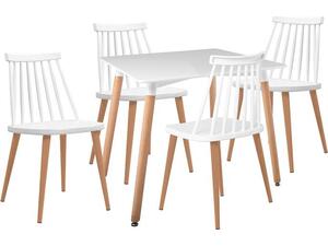 LAVIDA-ART Τραπεζαρία: Τραπέζι 80x80 Οξιά/MDF + 4 Καρέκλες Μέταλλο Βαφή Φυσικό PP Άσπρο (ΕΜ139,1S1)