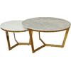 OTTO Set 2 Τραπεζάκια Σαλονιού , Χρώμιο Χρυσό, Sintered Stone Grey-White Marble (ΕΜ527,S)