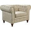 CHESTERFIELD York Πολυθρόνα Σαλονιού - Καθιστικού, Ύφασμα Απόχρωση Μπεζ (Ε942,11)
