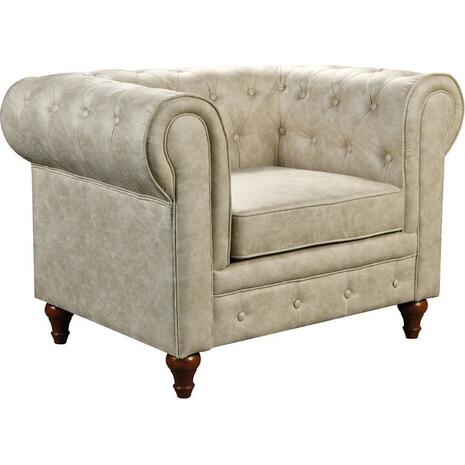 CHESTERFIELD York Πολυθρόνα Σαλονιού - Καθιστικού, Ύφασμα Απόχρωση Μπεζ (Ε942,11)
