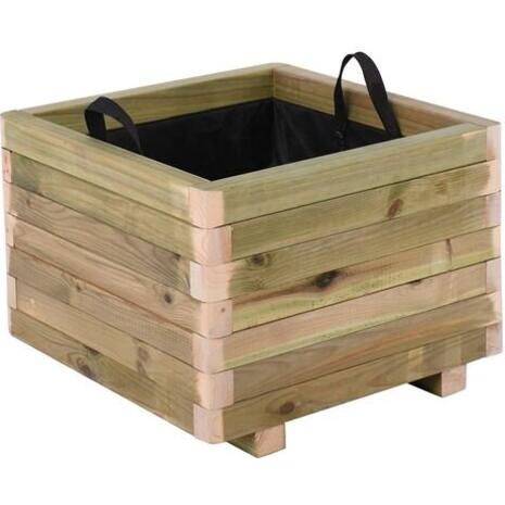 FLOWER POT WOOD Γλάστρα, Εμποτισμού Pine, Απόχρωση Φυσικό, 50x50x36cm (Ε2232)