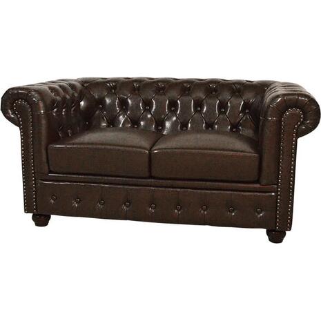 ΚΑΝΑΠΕΣ 2ΘΕΣΙΟΣ T.CHESTERFIELD HM3010.01 ΤΕΧΝΟΔΕΡΜΑ ΣΚΟΥΡΟ ΚΑΦΕ 155x90x73 εκ.
