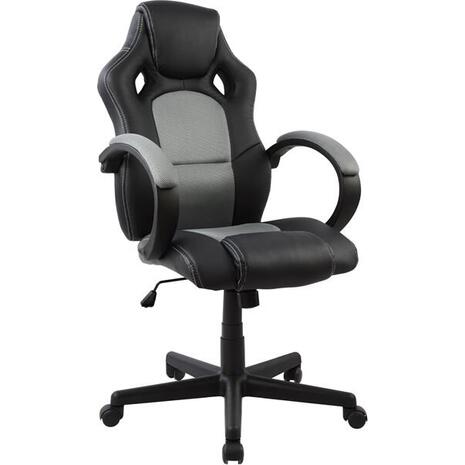 ΚΑΡΕΚΛΑ ΓΡΑΦΕΙΟΥ GAMING BUCKET HM1041.02 BUCKET ΜΑΥΡΟ PU+ΓΚΡΙ MESH  60x62x121-111 εκ.