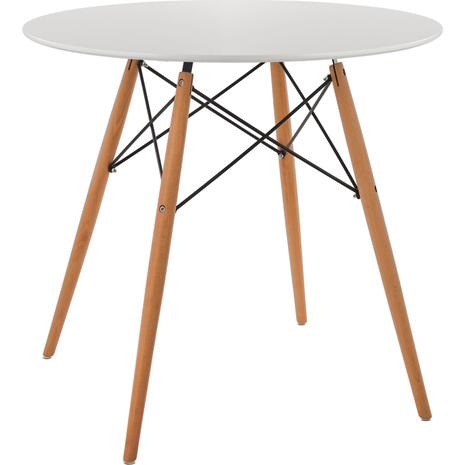 ΤΡΑΠΕΖΙ MINIMAL ΣΤΡΟΓΓΥΛΟ HM0059.01 MDF ΣΕ ΛΕΥΚΟ-ΠΟΔΙΑ ΟΞΙΑΣ ΦΥΣΙΚΟ Φ80Χ72Υεκ.