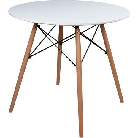 ΤΡΑΠΕΖΙ MINIMAL ΣΤΡΟΓΓΥΛΟ HM0059.01 MDF ΣΕ ΛΕΥΚΟ-ΠΟΔΙΑ ΟΞΙΑΣ ΦΥΣΙΚΟ Φ80Χ72Υεκ.