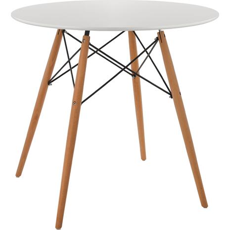 ΤΡΑΠΕΖΙ MINIMAL ΣΤΡΟΓΓΥΛΟ HM0059.01 MDF ΣΕ ΛΕΥΚΟ-ΠΟΔΙΑ ΟΞΙΑΣ ΦΥΣΙΚΟ Φ80Χ72Υεκ.
