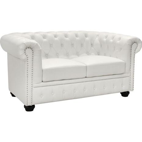 ΚΑΝΑΠΕΣ 2ΘΕΣΙΟΣ T.CHESTERFIELD HM3010.02 ΤΕΧΝΟΔΕΡΜΑ ΛΕΥΚΟ ΜΑΤ 155x90x73 εκ.