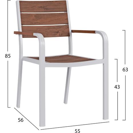 ΠΟΛΥΘΡΟΝΑ ΑΛΟΥΜΙΝΙΟΥ SAGA ΛΕΥΚΗ ΜΕ POLYWOOD HM5127.01 55x56x85Υ εκ.