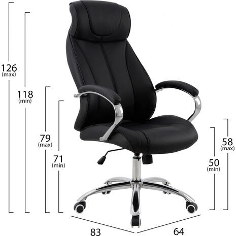 ΚΑΡΕΚΛΑ ΓΡΑΦΕΙΟΥ XAVIERE HM1096.01 PU ΣΕ ΜΑΥΡΟ 64x83x126Yεκ (Μαύρο)