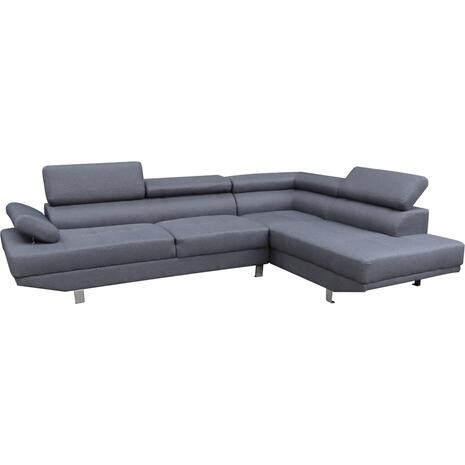 ΚΑΝΑΠΕΣ ΓΩΝΙΑ ΔΕΞΙΑ GORO HM3085.10R ΓΚΡΙ ΥΦΑΣΜΑ 270x200x87Y εκ.