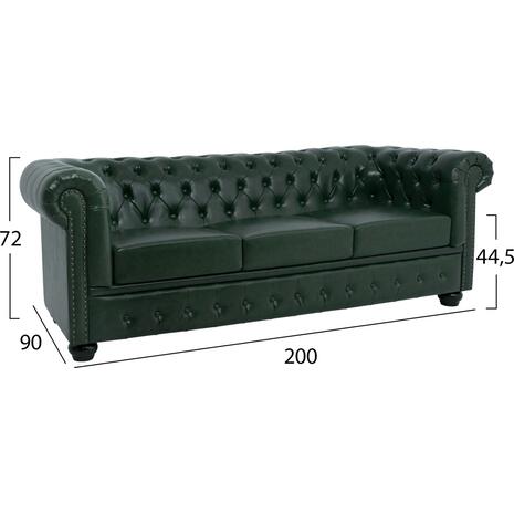 ΚΑΝΑΠΕΣ 3ΘΕΣΙΟΣ T.CHESTERFIELD HM3009.08 ΤΕΧΝΟΔΕΡΜΑ ΚΥΠΑΡΙΣΣΙ 208x90x73 εκ.