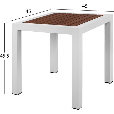ΤΡΑΠΕΖΙ ΑΛΟΥΜΙΝΙΟΥ SABRA HM5403.01 ΛΕΥΚΟ ΜΕ POLYWOOD 45Χ45Χ45,5Y εκ.