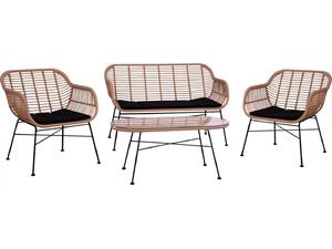 ΣΕΤ ΣΑΛΟΝΙ 4ΤΜΧ ALLEGRA HM5460 ΜΕΤΑΛΛΟ & WICKER ΣΕ ΜΠΕΖ ΧΡΩΜΑ
