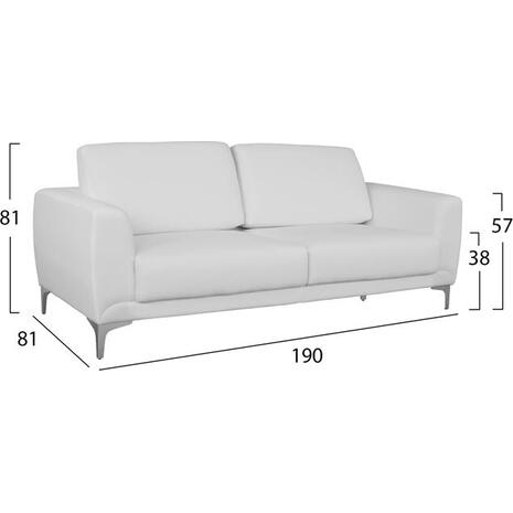 ΚΑΝΑΠΕΣ 3ΘΕΣΙΟΣ KENZIE HM3121.32 ΜΕ ΛΕΥΚΟ PU 190x81x81 εκ.