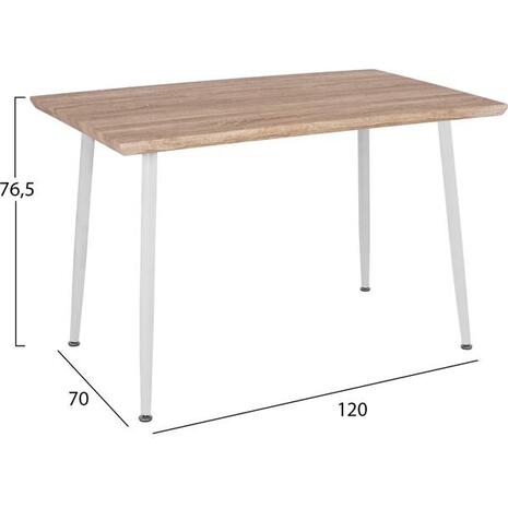 ΤΡΑΠΕΖΙ ΤΡΑΠΕΖΑΡΙΑΣ PALOMA HM8334.02, 120X70X76,5- SONOMA, ΛΕΥΚΑ ΠΟΔΙΑ