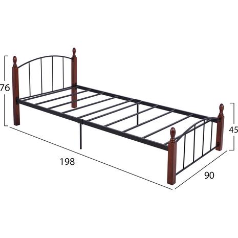 ΚΡΕΒΑΤΙ MAKAI ΜΕΤΑΛΛΟ RUBBERWOOD ΚΑΡΥΔΙ--ΓΙΑ ΣΤΡΩΜΑ 90X190 HM381