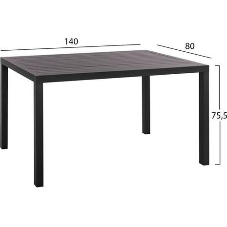 ΤΡΑΠΕΖΙ ΤΡΑΠΕΖΑΡΙΑΣ ΑΛΟΥΜΙΝΙΟΥ SAHIRA HM5571.02 ΑΝΘΡΑΚΙ 140Χ80X75,5Υεκ.