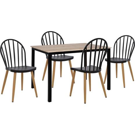ΣΕΤ 5 ΤΜΧ ΤΡΑΠΕΖΙ 110x70x76 cm SONAMA ΜΕ ΜΑΥΡΑ ΠΟΔΙΑ & ΚΑΡΕΚΛΕΣ ΠΟΛΥΠΡΟΠΥΛΕΝΙΟΥ ΜΑΥΡΕΣ HM11010