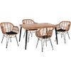 ΣΕΤ 5ΤΜΧ ALLEGRA WICKER ΜΕ ΤΡΑΠΕΖΙ 140X80Χ78Υ ΜΠΕΖ & ΜΑΥΡΟ ΧΡΩΜΑ HM10490