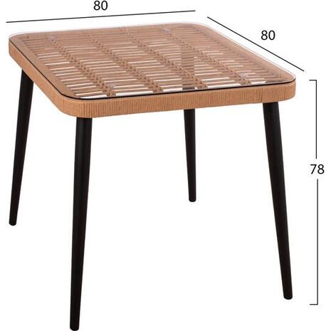 ΣΕΤ 3ΤΜΧ ALLEGRA WICKER ΜΕ ΤΡΑΠΕΖΙ 80X80X78Υ ΜΠΕΖ & ΜΑΥΡΟ ΧΡΩΜΑ HM10486