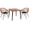 ΣΕΤ 3ΤΜΧ ALLEGRA WICKER ΜΕ ΤΡΑΠΕΖΙ 80X80Χ78Υ ΜΠΕΖ & ΜΑΥΡΟ ΧΡΩΜΑ HM10483