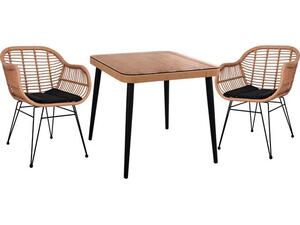 ΣΕΤ 3ΤΜΧ ALLEGRA WICKER ΜΕ ΤΡΑΠΕΖΙ 80X80Χ78Υ ΜΠΕΖ & ΜΑΥΡΟ ΧΡΩΜΑ HM10483