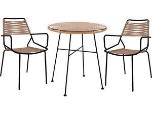 ΣΕΤ 3ΤΜΧ ALLEGRA WICKER ΜΕ ΤΡΑΠΕΖΙ Φ70Χ74Υ ΜΠΕΖ & ΜΑΥΡΟ ΧΡΩΜΑ HM10479