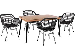 ΣΕΤ 5ΤΜΧ ALLEGRA WICKER ΜΕ ΤΡΑΠΕΖΙ 140X80Χ78Υ ΜΠΕΖ & ΜΑΥΡΟ ΧΡΩΜΑ HM10508