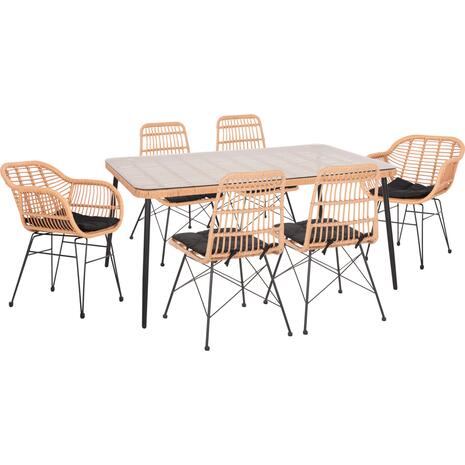 ΣΕΤ ΤΡΑΠΕΖΑΡΙΑΣ 7ΤΜΧ ALLEGRA HM10495 WICKER ΜΠΕΖ-ΜΕΤΑΛΛΟ ΜΑΥΡΟ
