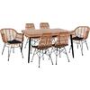ΣΕΤ ΤΡΑΠΕΖΑΡΙΑΣ 7ΤΜΧ ALLEGRA HM10495 WICKER ΜΠΕΖ-ΜΕΤΑΛΛΟ ΜΑΥΡΟ