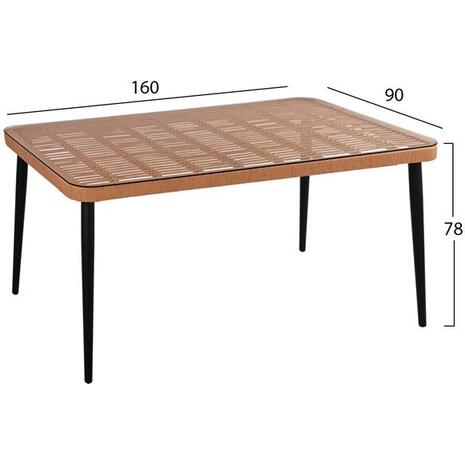 ΣΕΤ 7ΤΜΧ ALLEGRA WICKER ΜΕ ΤΡΑΠΕΖΙ 160X90X78Υ ΜΠΕΖ & ΜΑΥΡΟ ΧΡΩΜΑ HM10516